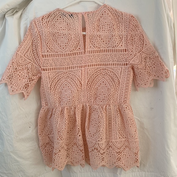Miss Shop pink lace peplum top - Picture 5 of 6